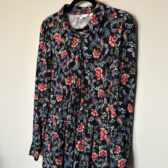 Boden Multicolor Paisley Long Sleeve Button Up Dress Womens Size 8 Midi Collar - Picture 4 of 12